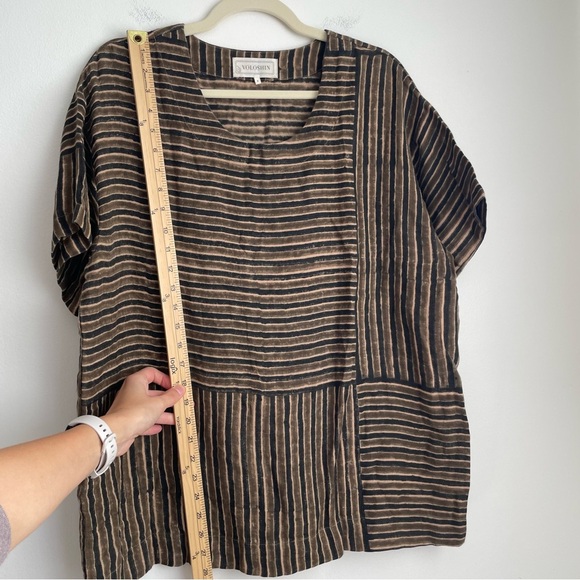 Voloshin sustainable block print gauze top timi lagenlook artsy art to wear M - Picture 11 of 14